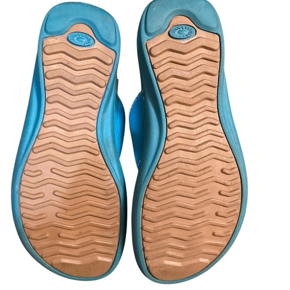 UGG Layback Suede Shearling Thong Flip Flops in Turquoise Size 4 EUC - Picture 7 of 9